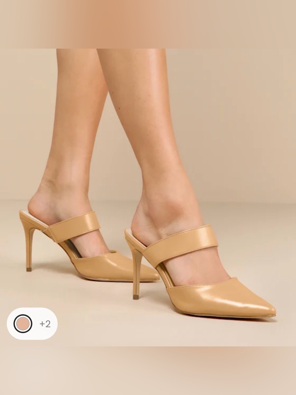 Lulu's Tan Pointed-Toe High Heel Mule with Strap
